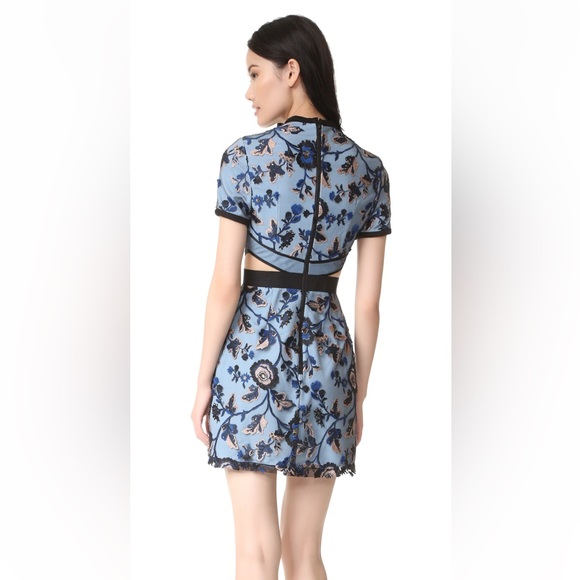 Self Portrait Florence Mini Cut Out Dress Blue Size 4 - Picture 8 of 13